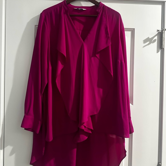 Vibrant Pink Draped Blouse - Picture 1 of 2